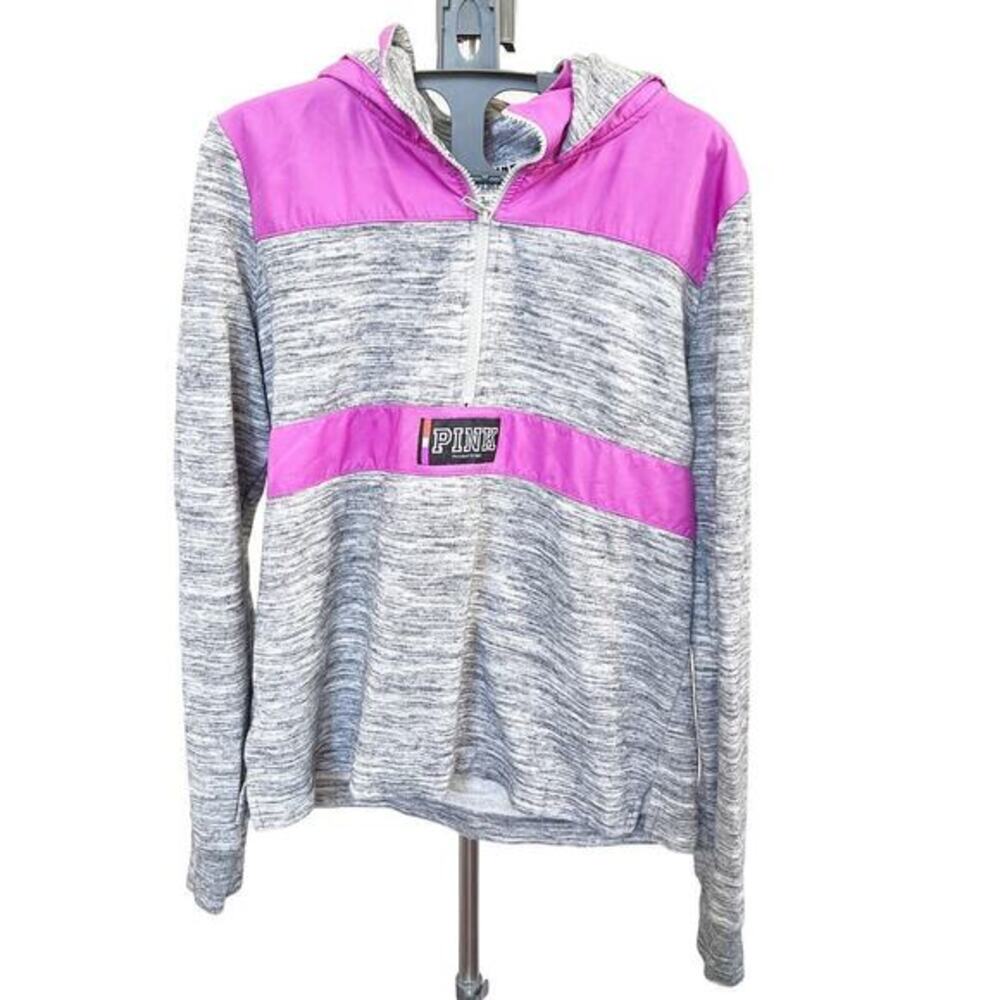 Victoria's Secret Pink Ultimate quarter zip pull over jacket gray Sz M running